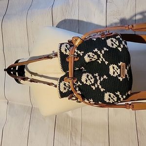 Rebecca Minkoff Skull Crossbones Knit Leather Bucket Bag Crossbody